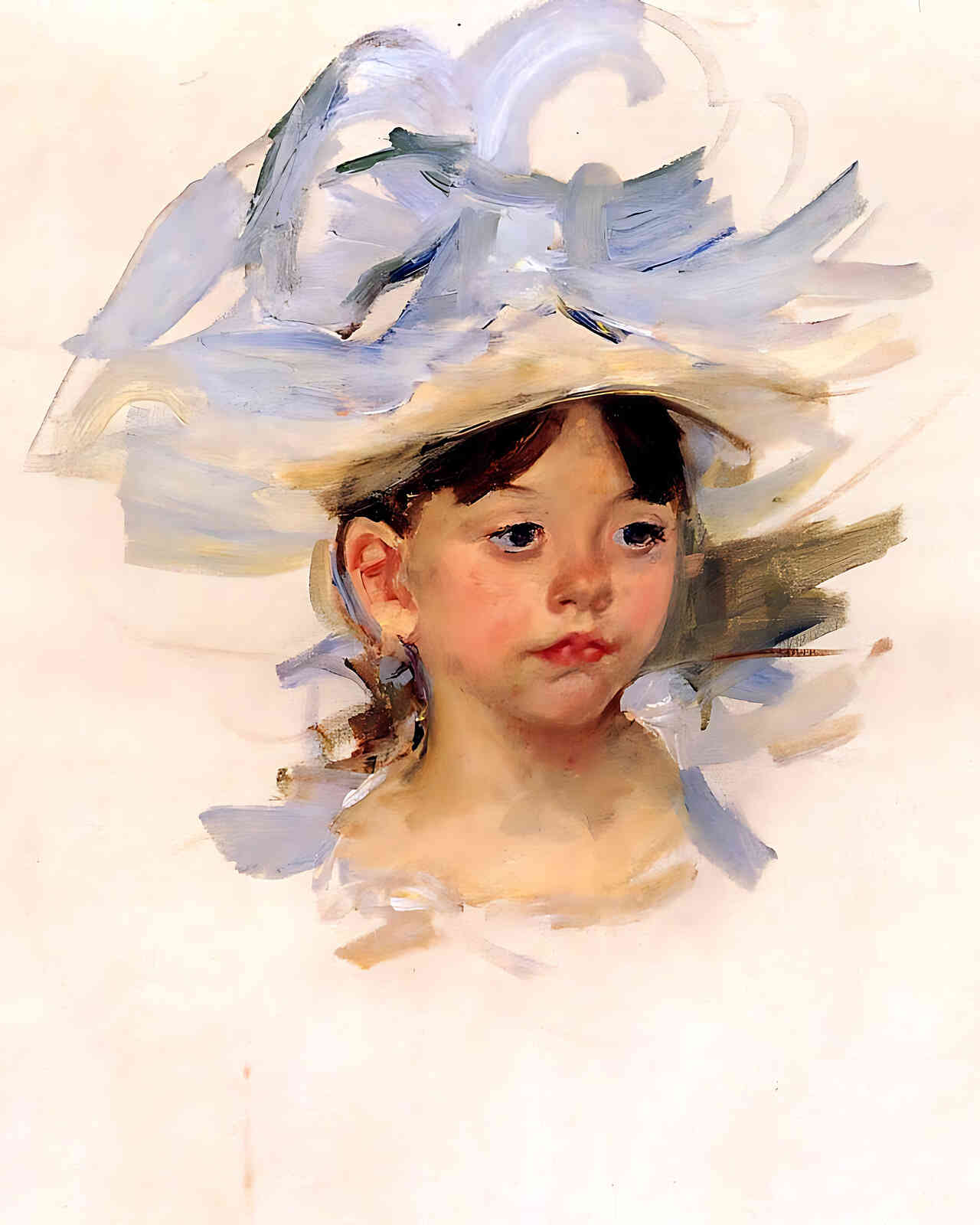 Sketch of Ellen My Cassatt in a Big Blue Hat by Mary Cassatt 8x10" Art Print