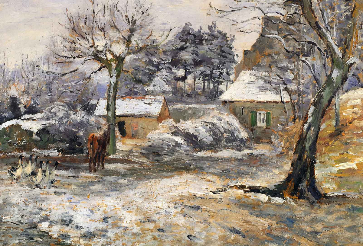 Snow at Montfoucault Art Print 1874 Painting by Camille Pissarro (6 Sizes)