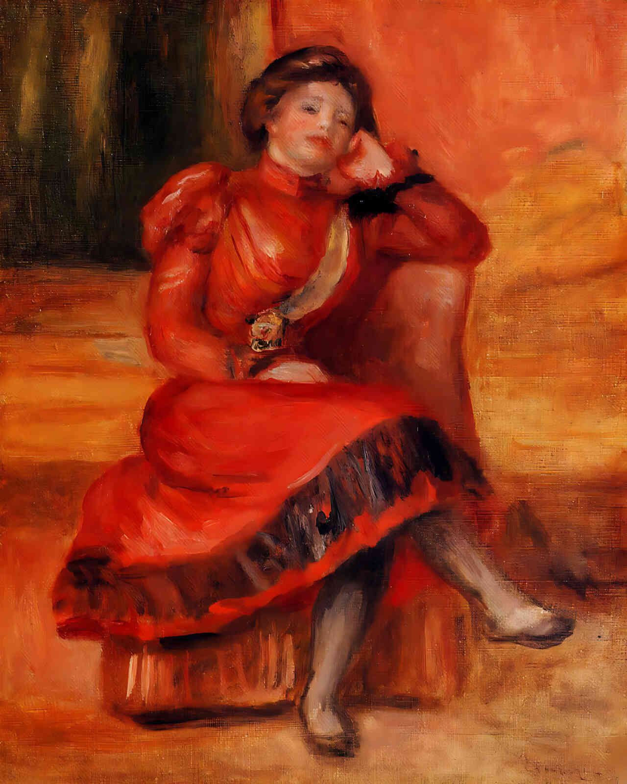 Spanish Dancer in a Red Dress Painting by Pierre-Auguste Renoir 8x10" Art Print
