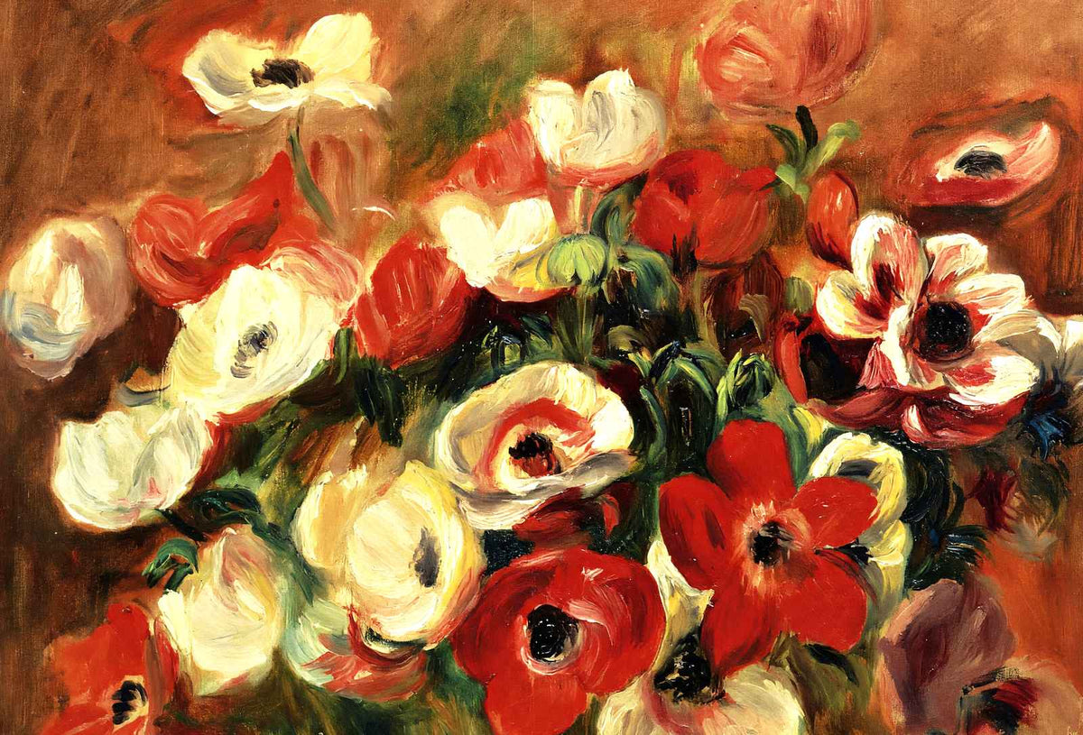 Spray of Anemones Painting by Pierre-Auguste Renoir Fine Art Print (6 Sizes)