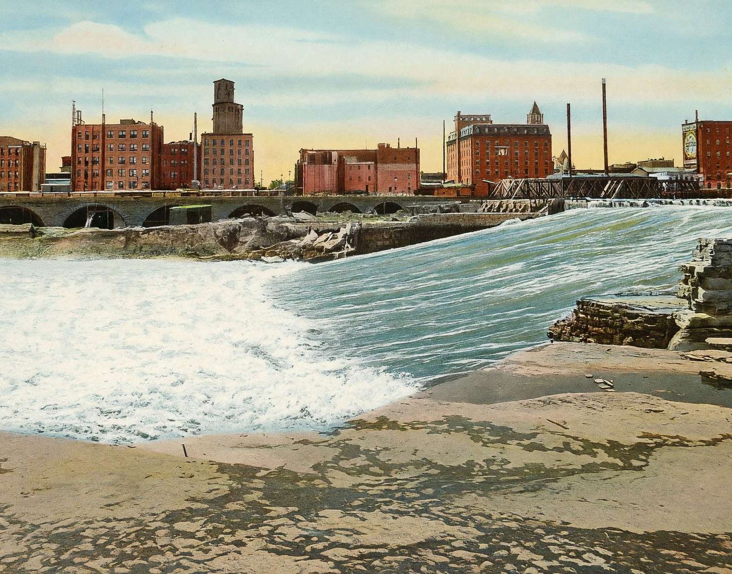 St Anthony Falls Minneapolis in 1906 Vintage Print (7 Sizes) - Enhanced