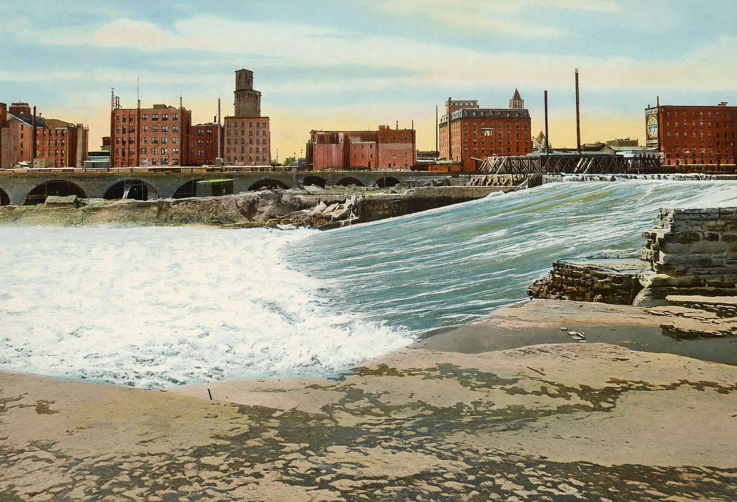 St Anthony Falls Minneapolis in 1906 Vintage Print (7 Sizes) - Enhanced