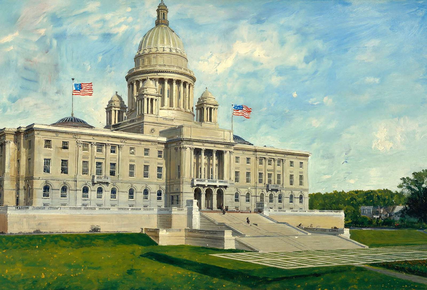 State Capitol Providence RI in 1907 Art Print (5 Sizes) - Enhanced