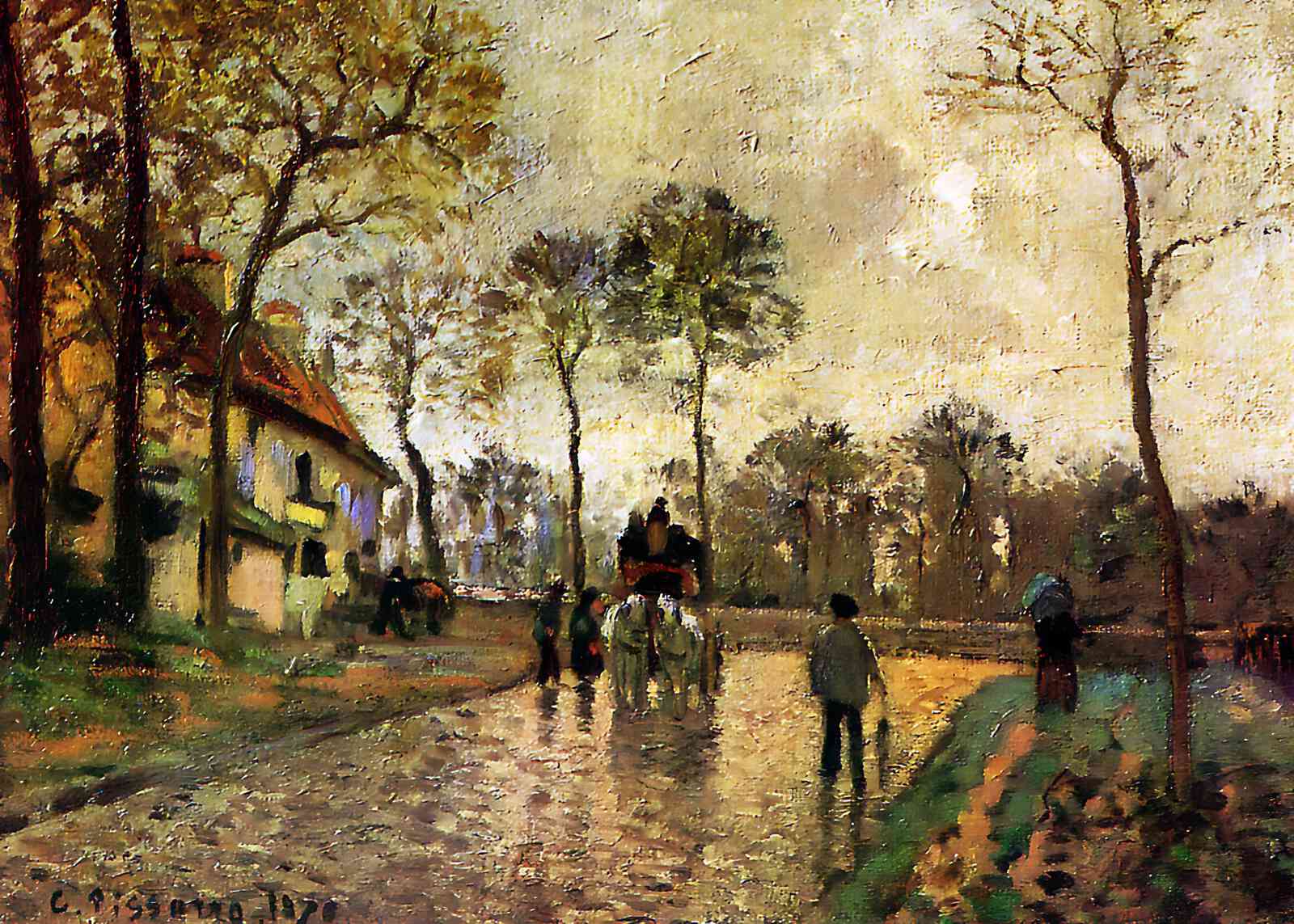 Stagecoach to Louveciennes Painting by Camille Pissarro 8x10" Art Print
