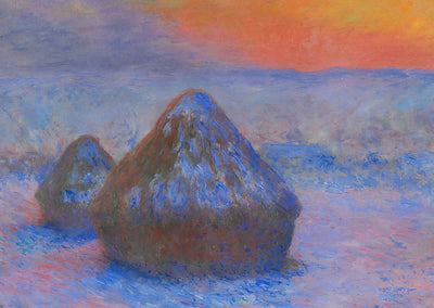 Stacks of Wheat (Sunset, Snow Effect) Art Print 1890 by Claude Monet (6 Sizes)