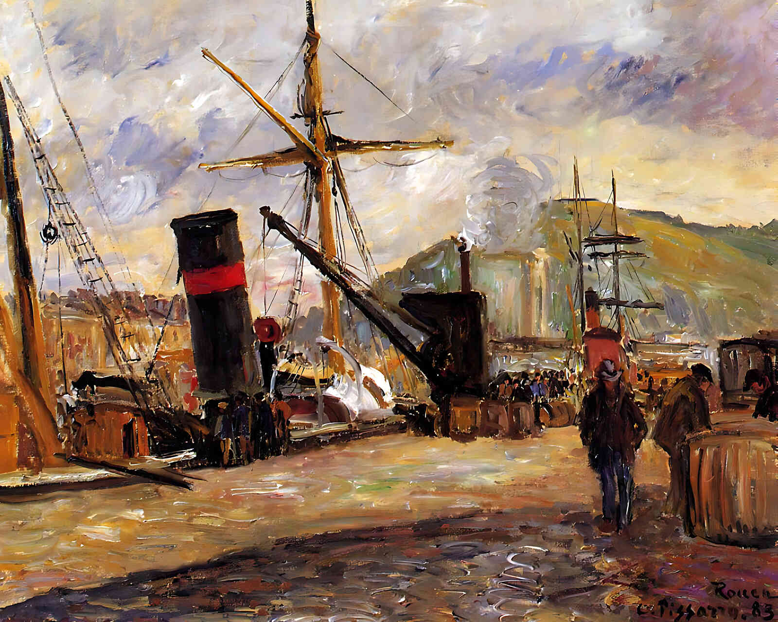 Steamboats Painting by Camille Pissarro 8x10" Art Print (Archival Paper)