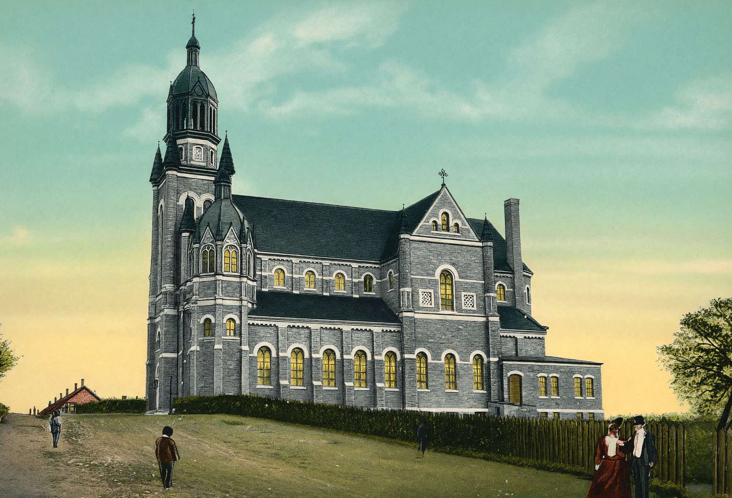 St Francis Xavier School Nashua NH in 1906 Vintage Print (7 Sizes) - Restored