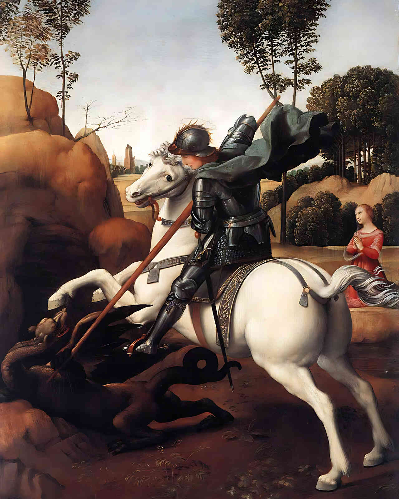 St. George and the Dragon Painting by Raphael 8x10" Art Print (High Quality)