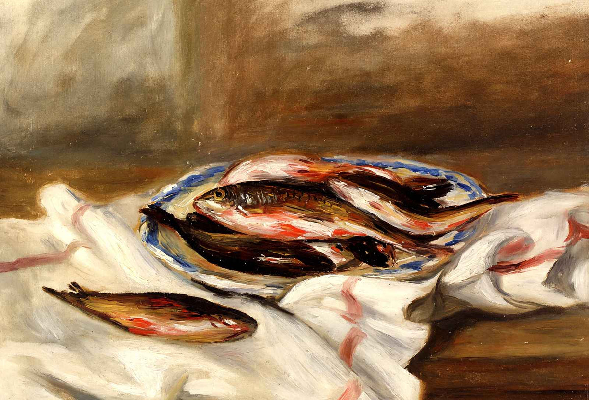 Still Life with Fish Art Print 1890 Painting by Pierre-Auguste Renoir (6 Sizes)