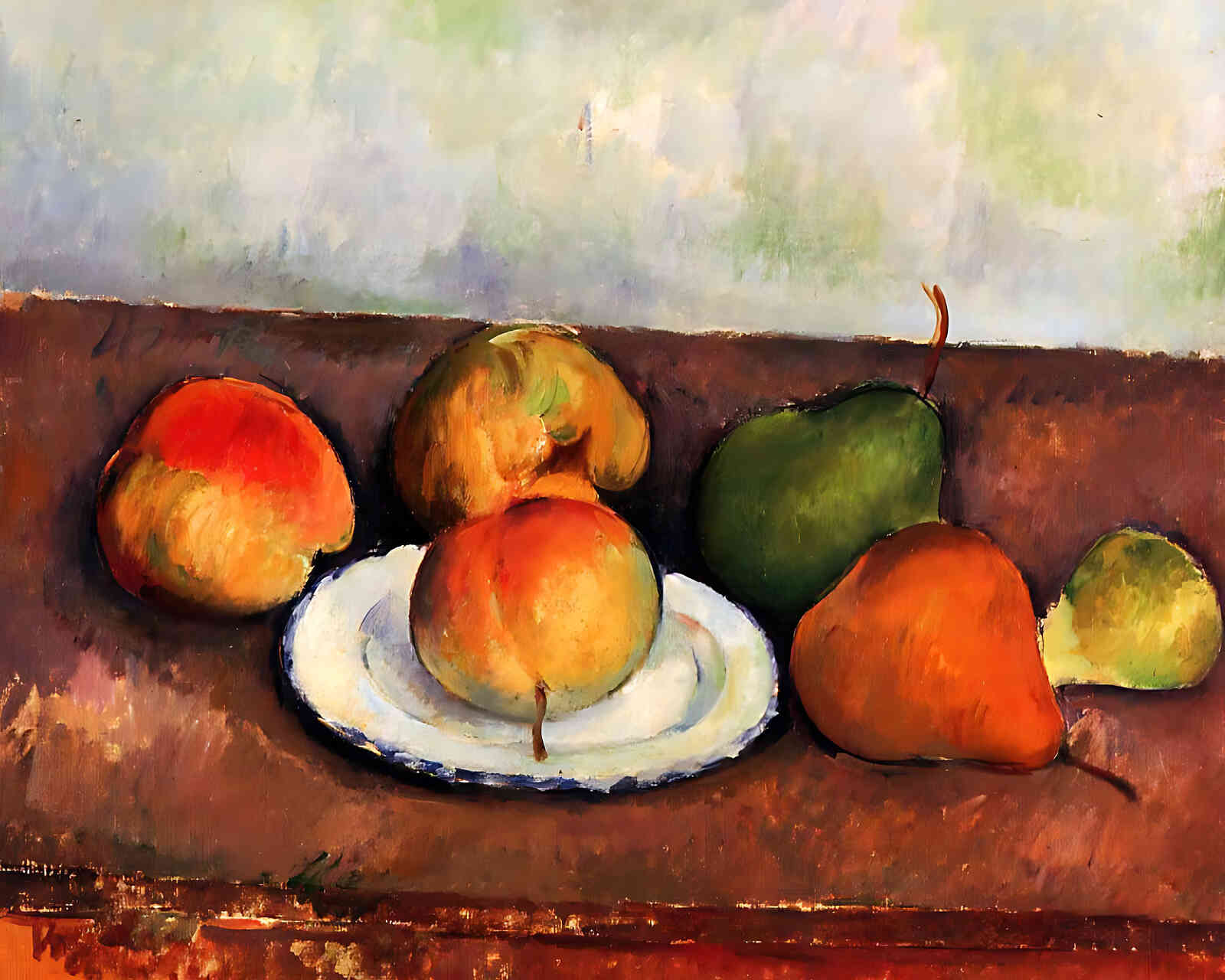 Still Life Plate and Fruit Painting by Paul Cezanne 8x10" Art Print - Restored