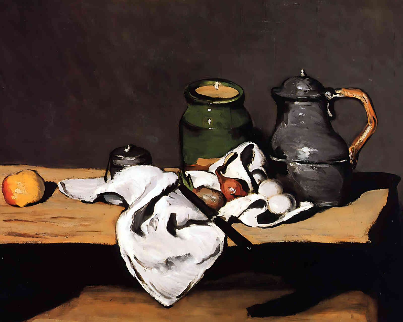 Still Life with Green Pot and Pewter Jug by Paul Cezanne 8x10" Art Print