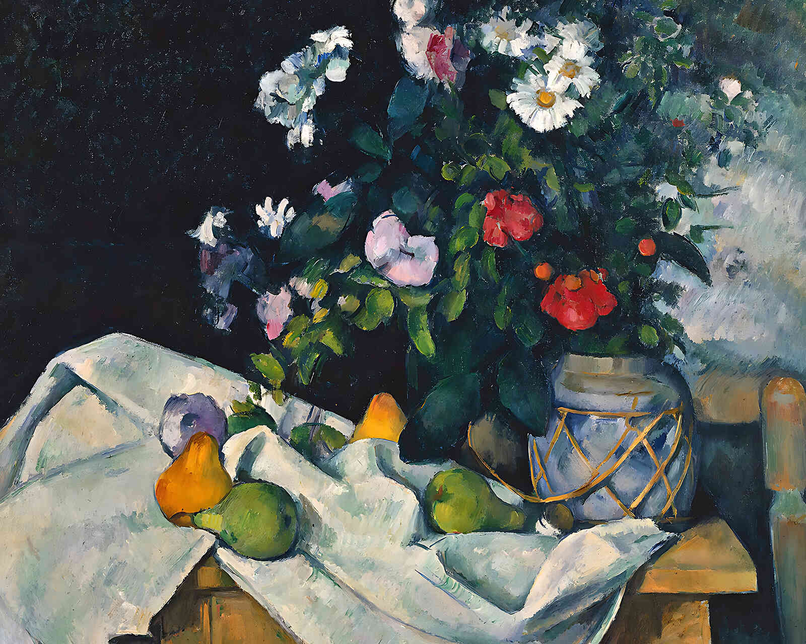 Still Life with Flowers and Fruit Painting by Paul Cezanne 8x10" Art Print