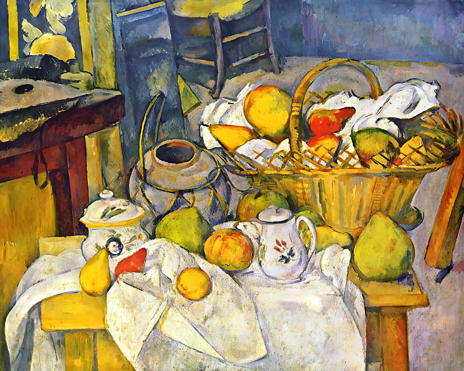Still Life with Basket (Kitchen Table) Painting by Paul Cezanne 8x10" Art Print
