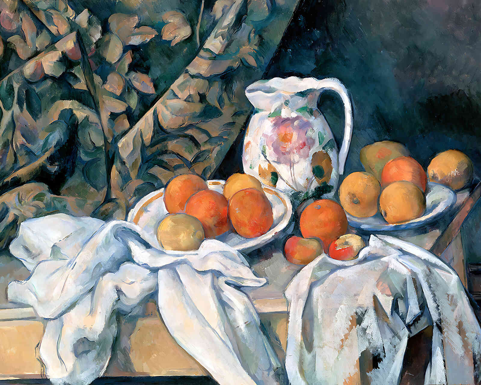 Still Life with Curtain and Flowered Pitcher by Paul Cezanne 8x10" Art Print