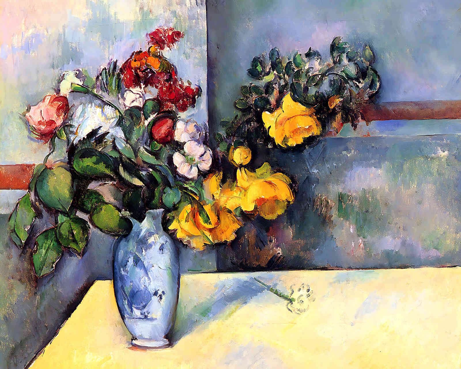 Still Life Flowers in a Vase Painting by Paul Cezanne 8x10" Art Print - Restored