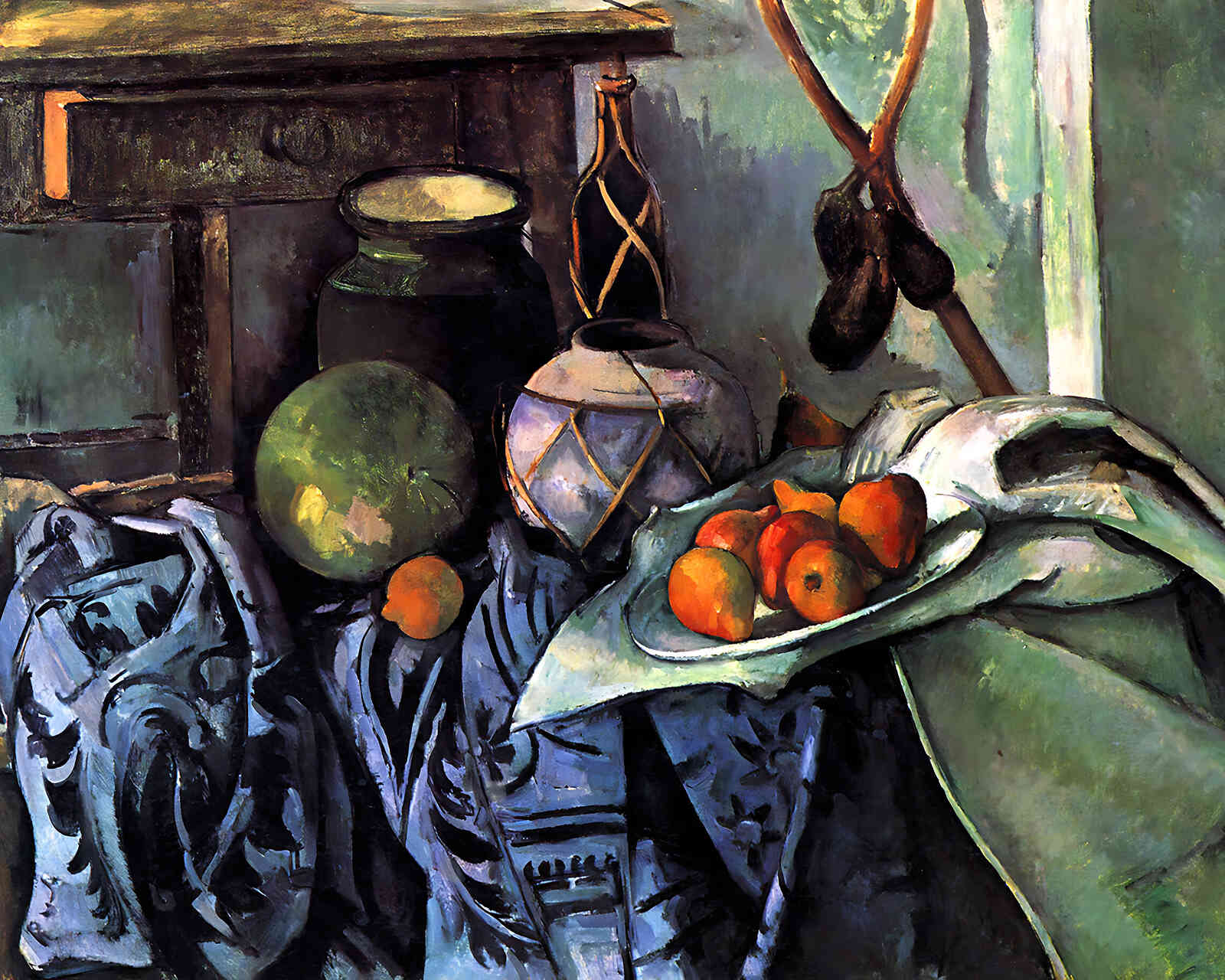 Still Life with a Ginger Jar and Eggplants by Paul Cezanne 8x10" Art Print