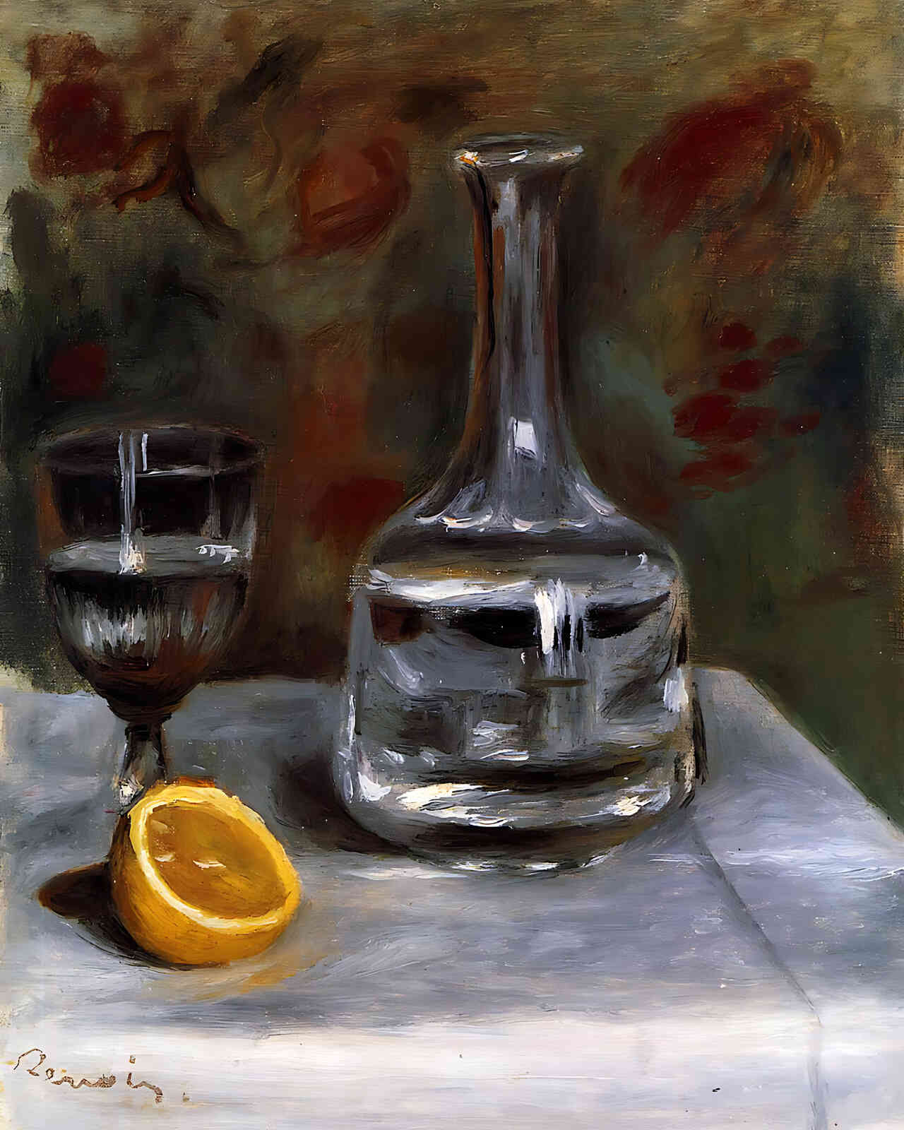 Still Life with Carafe Painting by Pierre-Auguste Renoir 8x10" Art Print