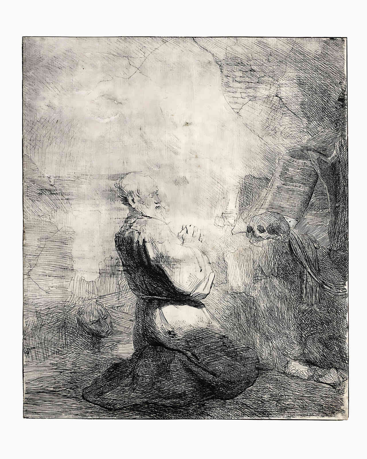 St. Jerome Kneeling Painting by Rembrandt 8x10" Art Print (Premium Print)