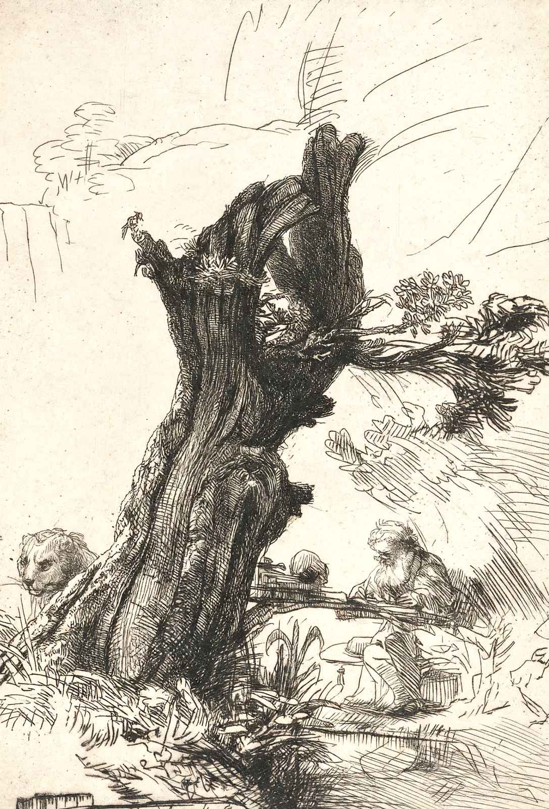 St. Jerome Beside a Pollard Willow Art Print 1648 by Rembrandt (6 Sizes)