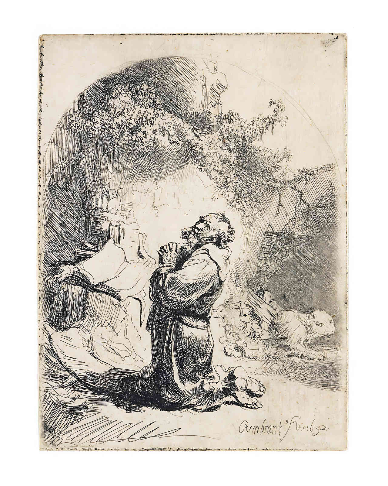 St. Jerome Praying Painting by Rembrandt 8x10" Art Print - Acid Free