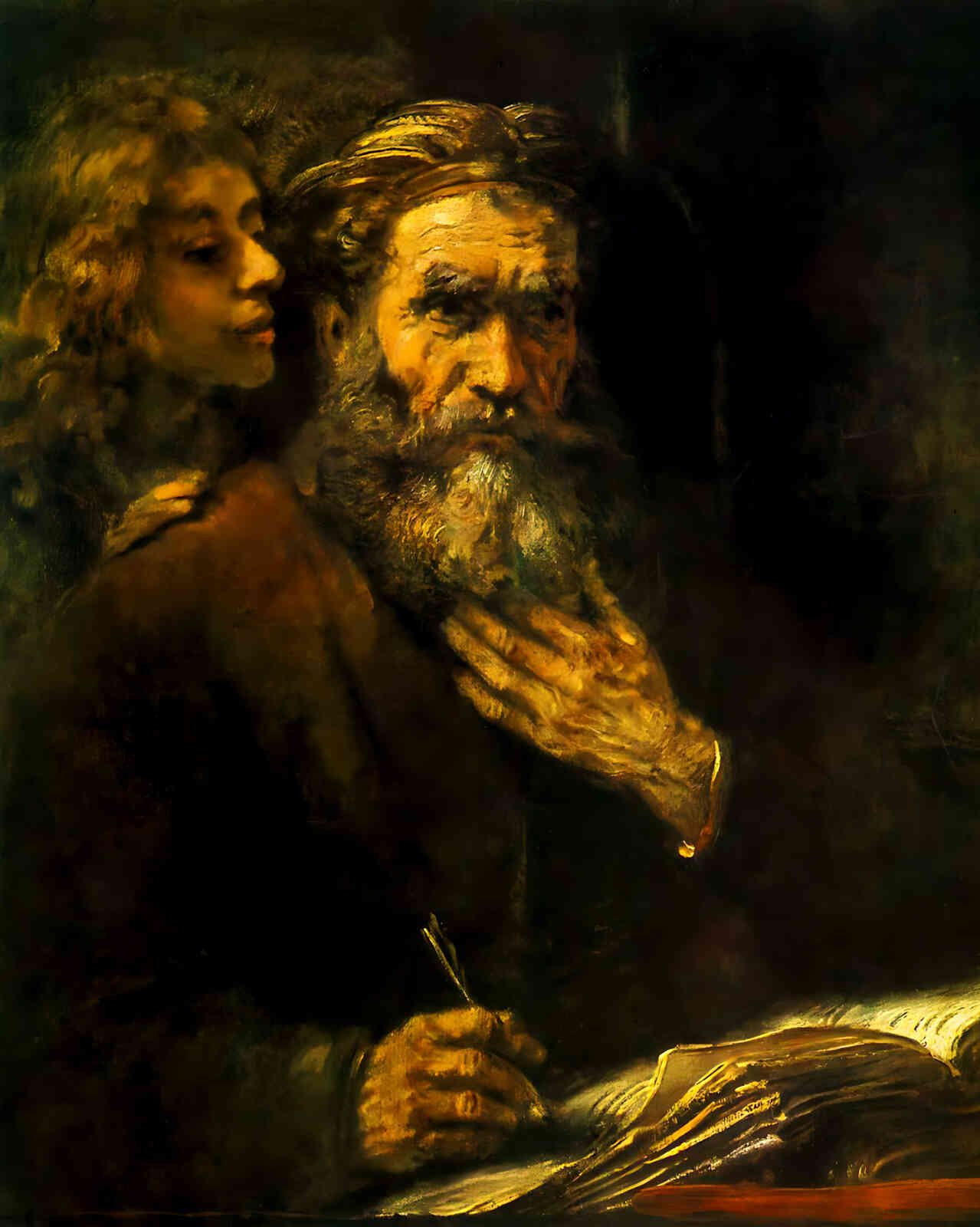 St. Matthew and the Angel Painting by Rembrandt 8x10" Art Print - Restored