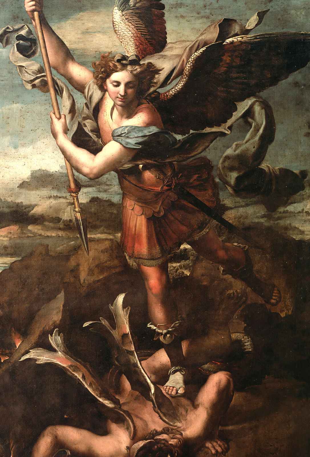 St. Michael Overwhelming the Demon Art Print 1518 Painting by Raphael (6 Sizes)
