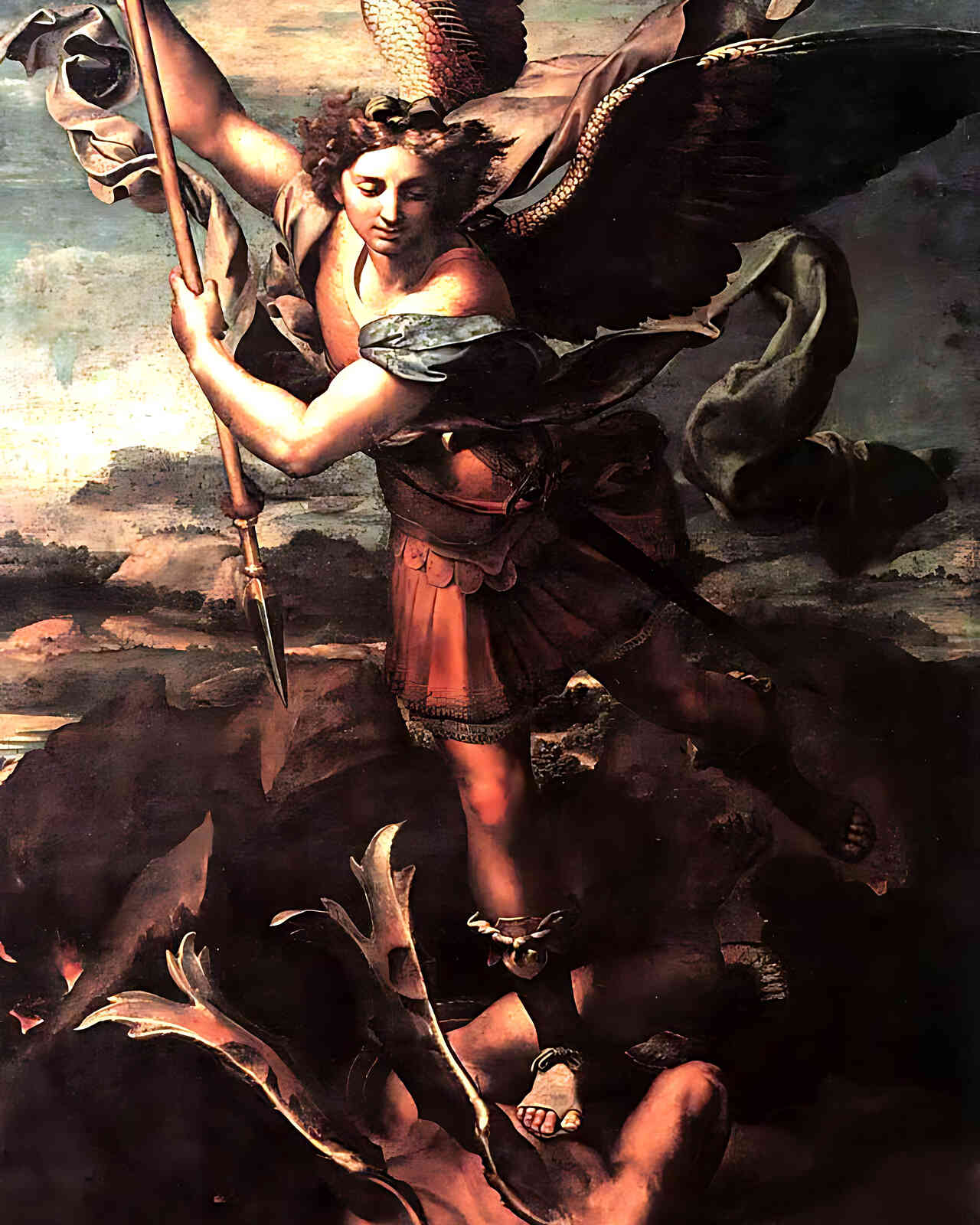 St. Michael Overwhelming the Demon Painting by Raphael 8x10" Art Print