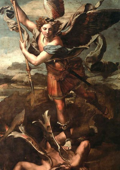St. Michael Overwhelming the Demon Art Print 1518 Painting by Raphael (6 Sizes)