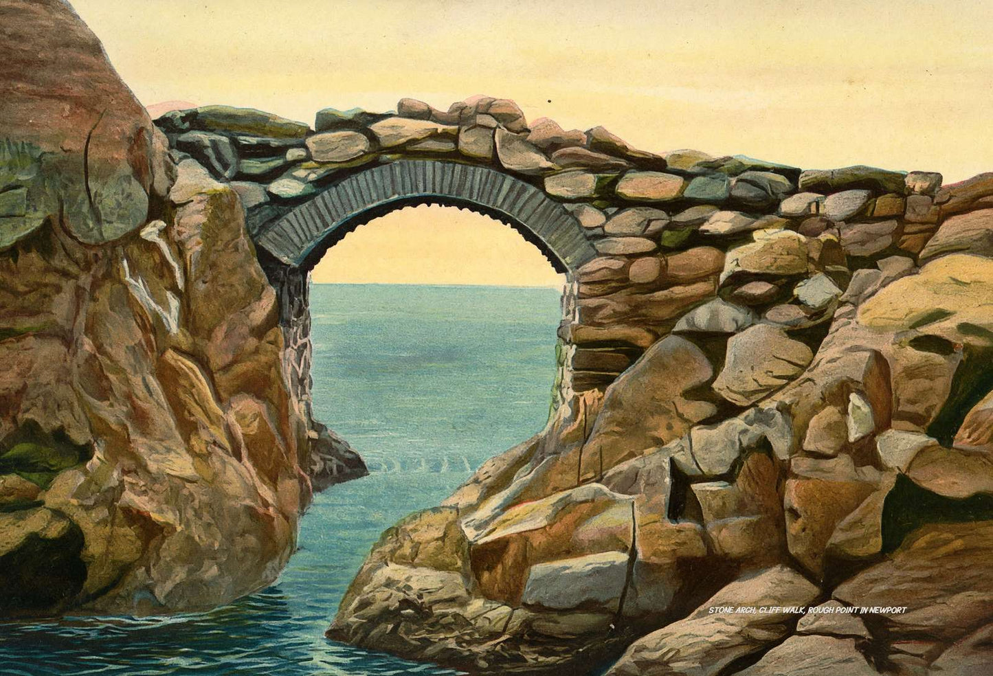 Stone Arch Cliff Walk Rough Point Newport in 1907 Vintage Print (7 Sizes)