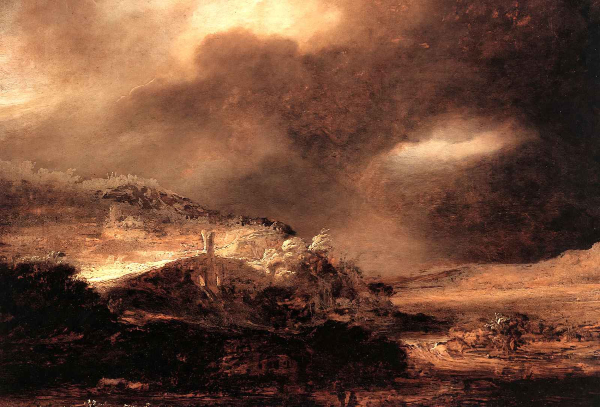 Stormy Landscape Fine Art Print 1638 Painting by Rembrandt (6 Sizes) - Restored