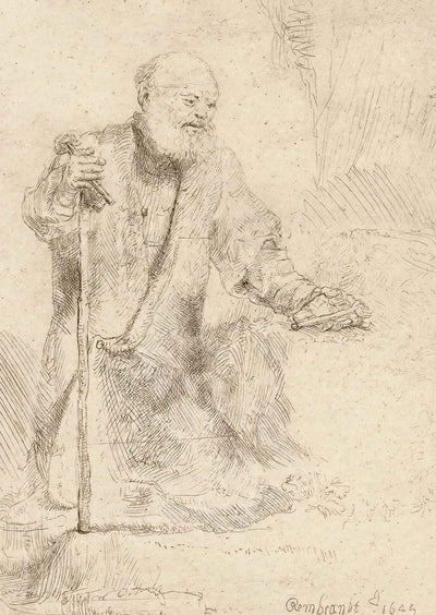 St. Peter in Penitence Art Print 1645 Painting by Rembrandt (6 Sizes) - Restored