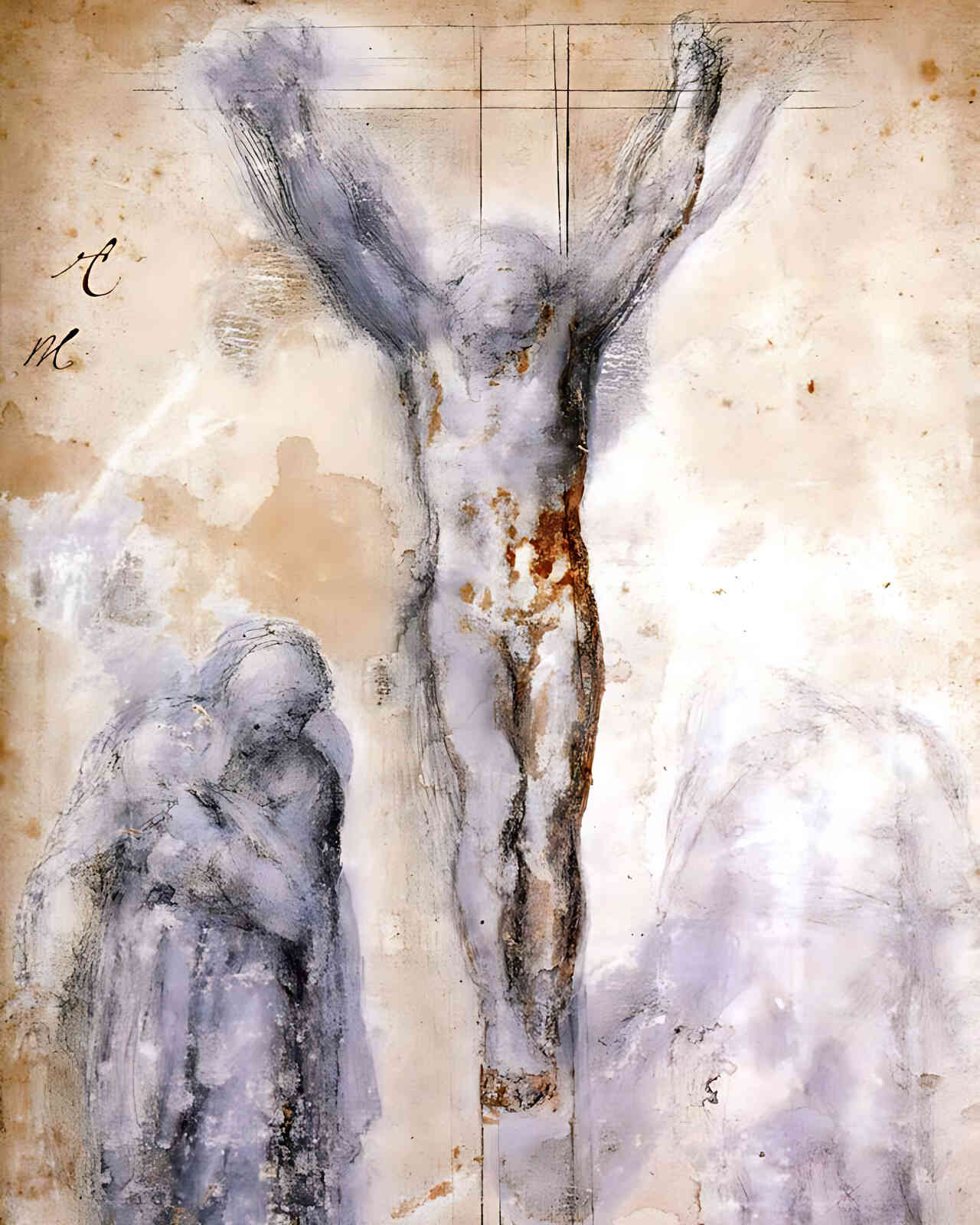 Study of Christ on the Cross Between the Virgin and St. John the Evangelist "