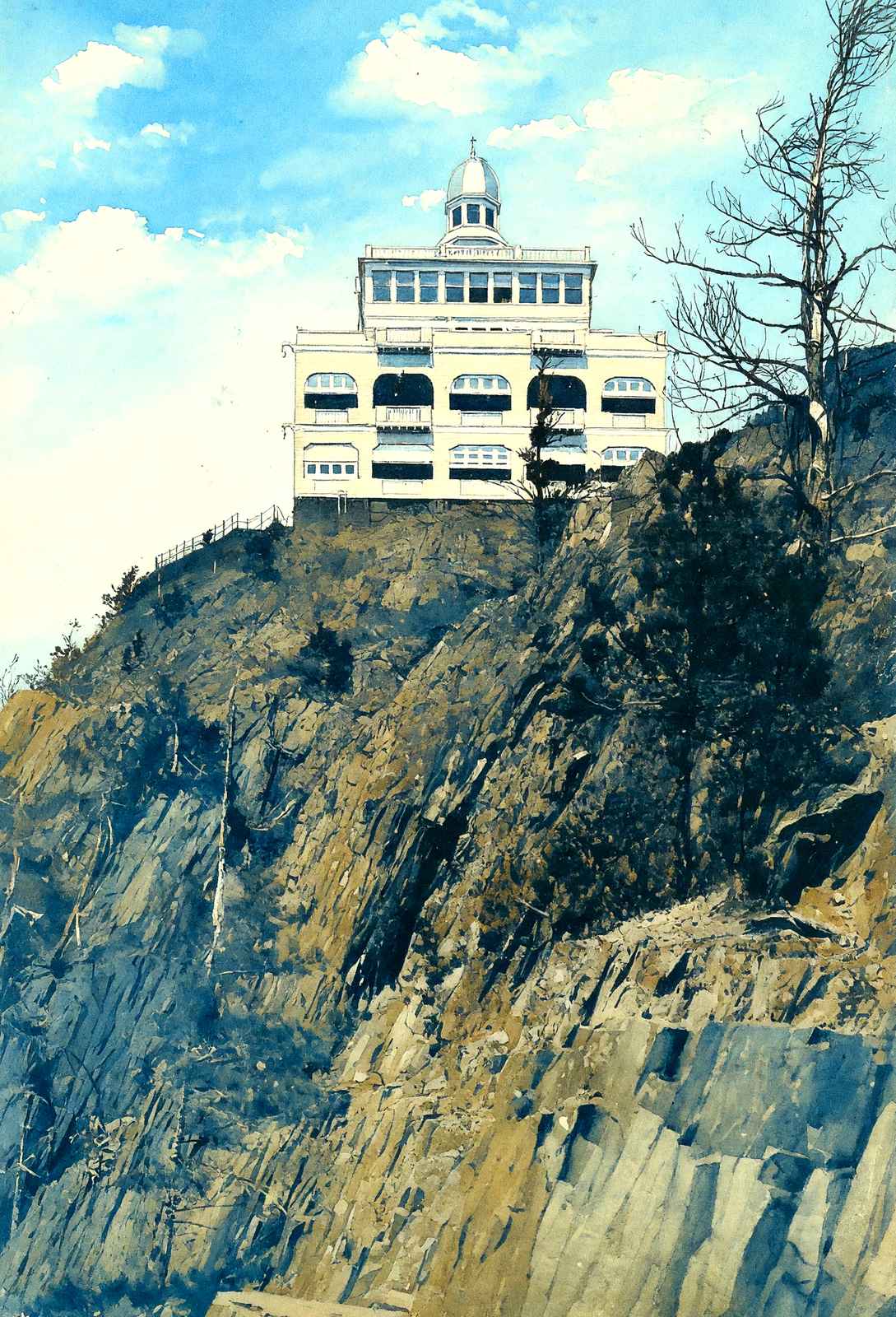 Summit House Mt Tom from the South, Easthampton, MA 1914 Art Print (7 Sizes)