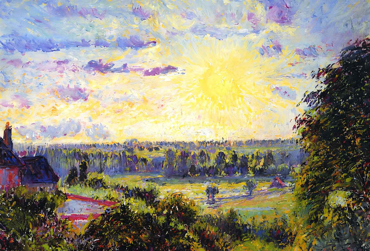 Sunset at Eragny 1890 Painting by Camille Pissarro Art Print (6 Sizes)
