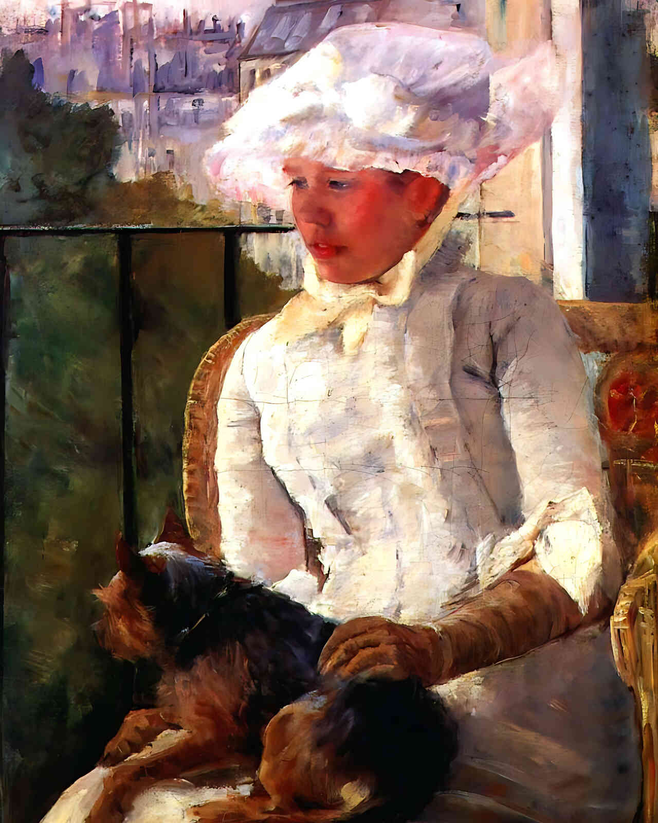 Susan on a Balcony Holding a Dog Painting by Mary Cassatt 8x10" Art Print