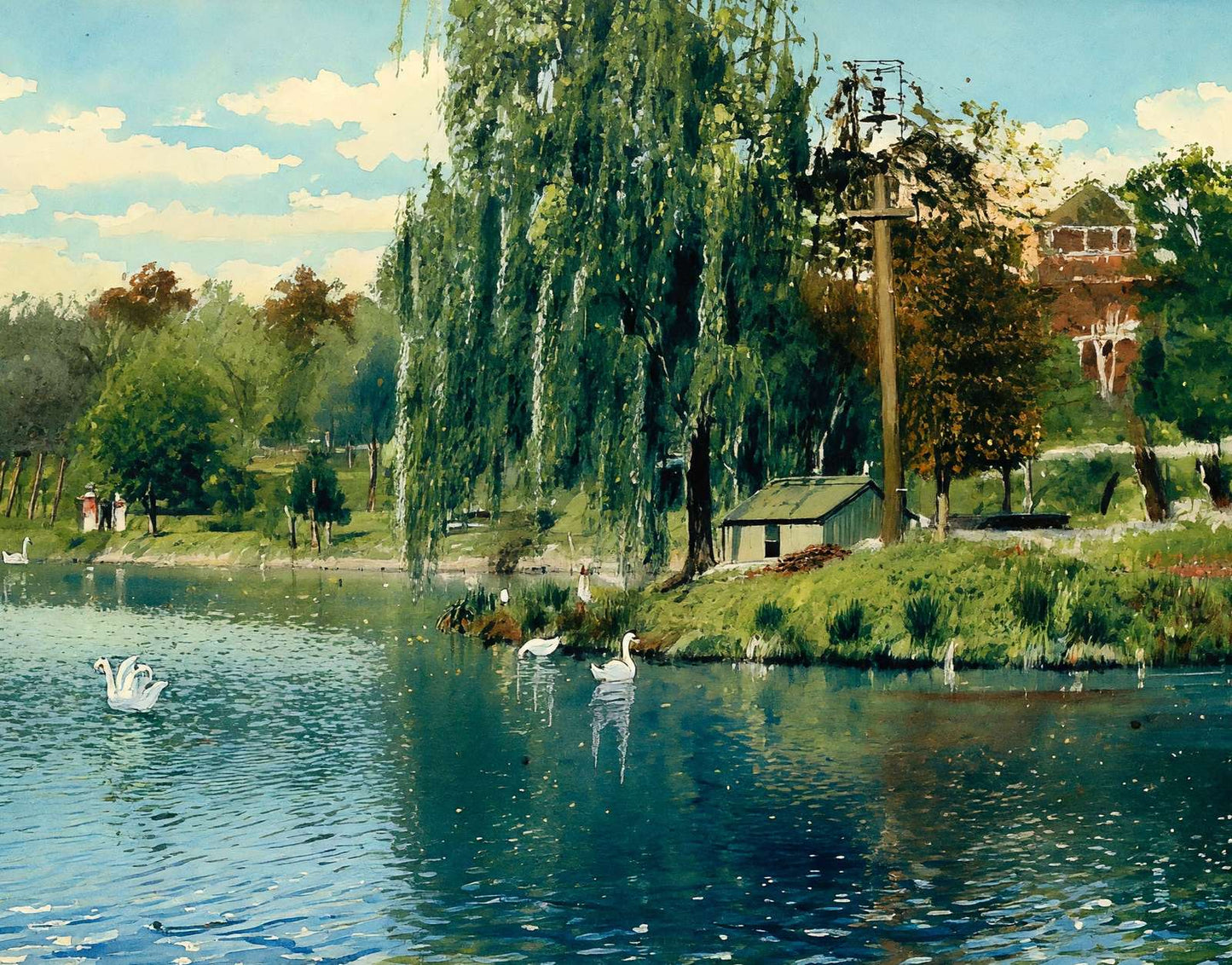 Swan Island Grant Park Atlanta in 1906 Art Print (7 Sizes) - Premium Print
