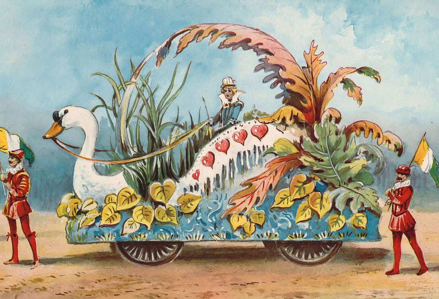 Swan Float Houston Carnival 1907 Vintage Print (7 Sizes) - Premium Print