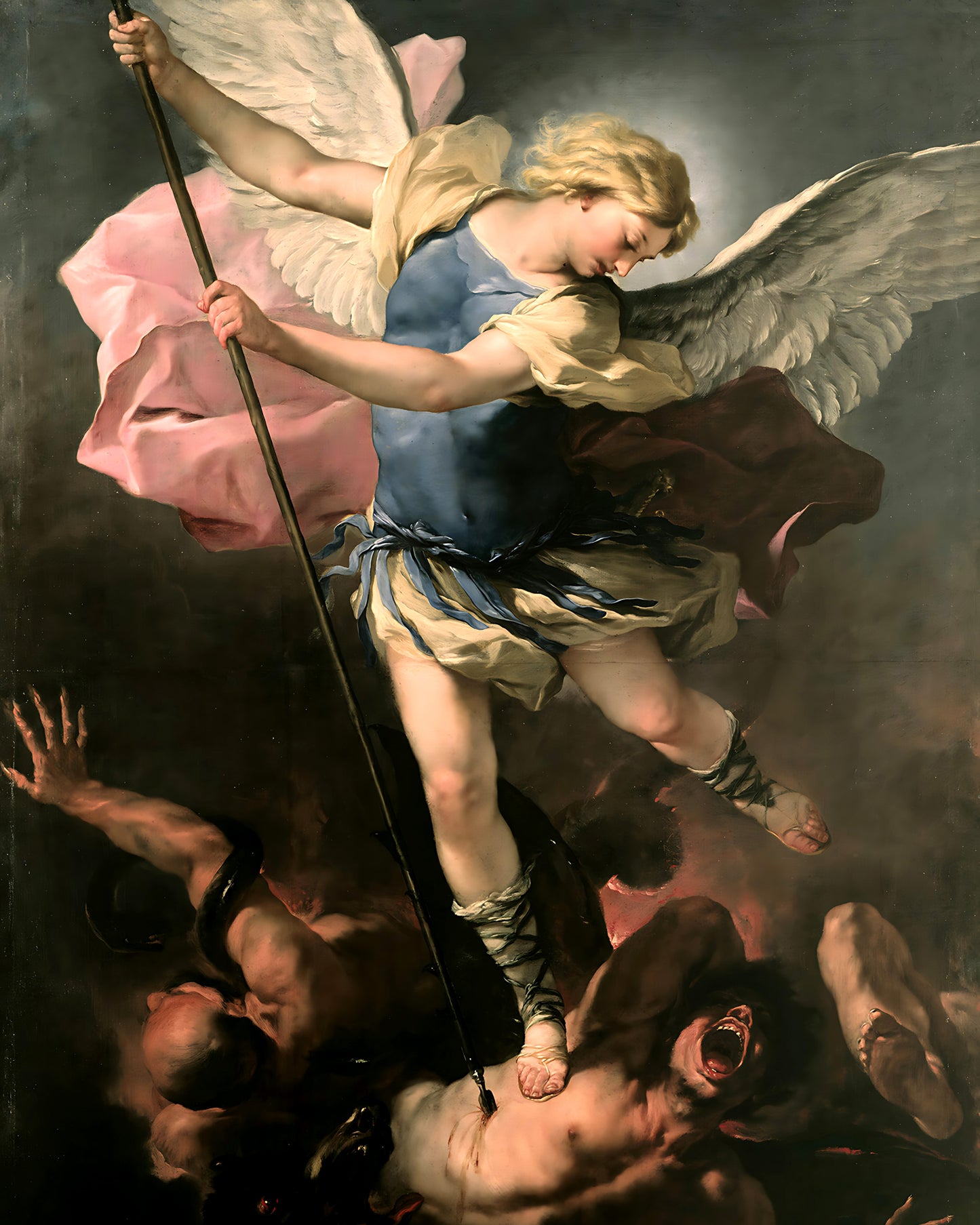 St. Michael (Stepping on Satan) Painting by Luca Giordano 8x10" Art Print