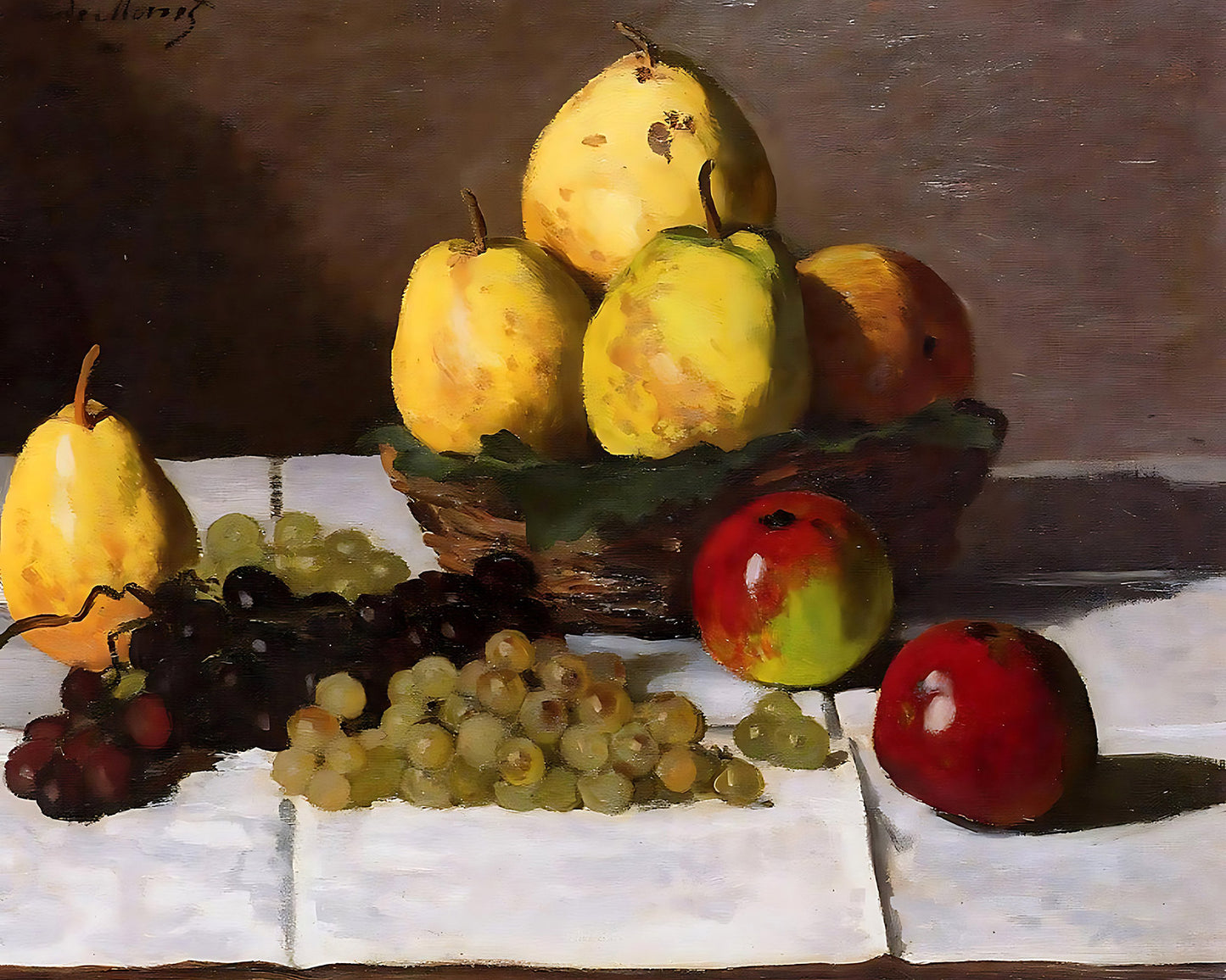 Still Life with Pears and Grapes Painting by Claude Monet 8x10" Art Print
