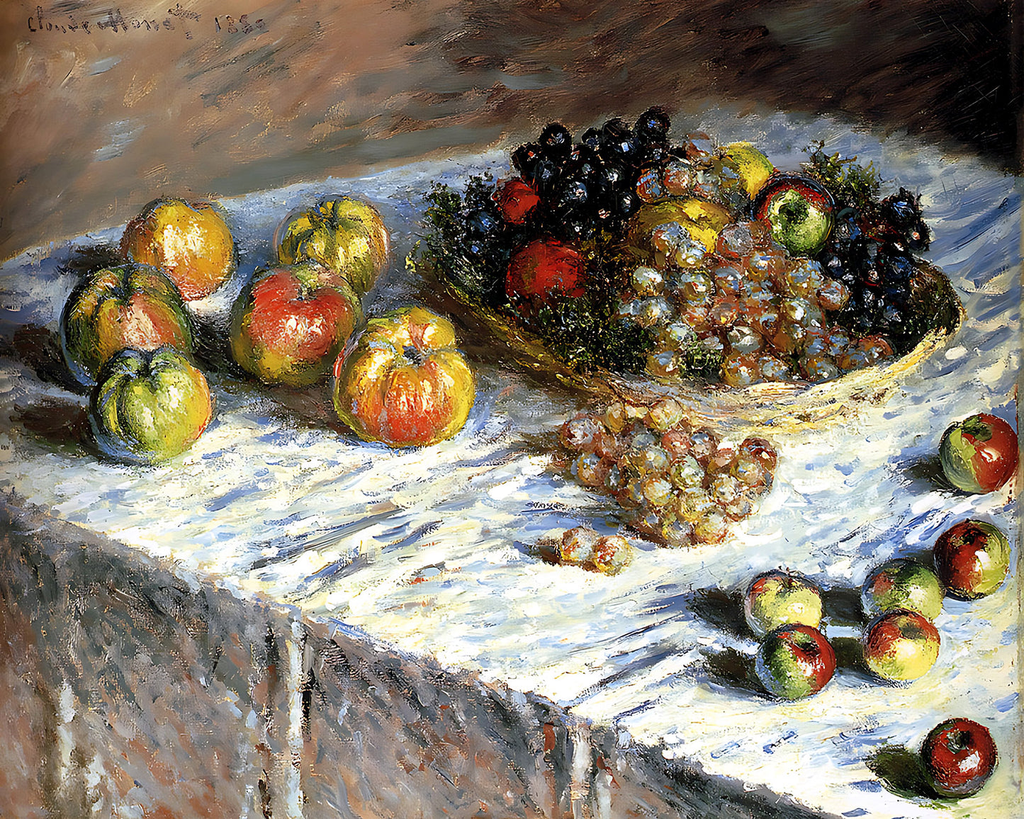 Still Life with Apples And Grapes Painting by Claude Monet 8x10" Art Print