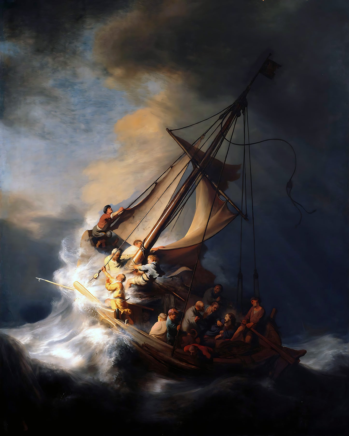 Storm on the Sea of Galilee Painting by Rembrandt 8x10" Bible Art Print