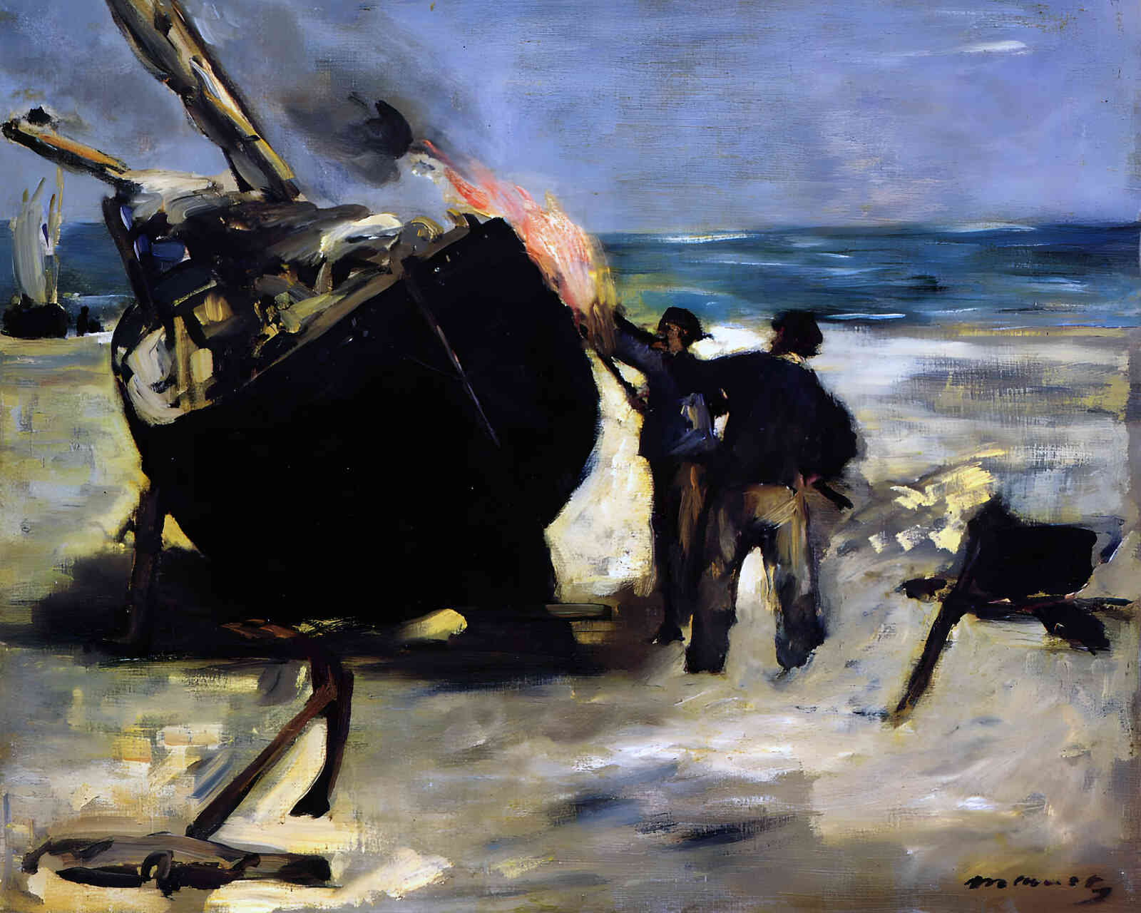 Tarring the Boat 1873 Painting by Edouard Manet 8x10" Art Print