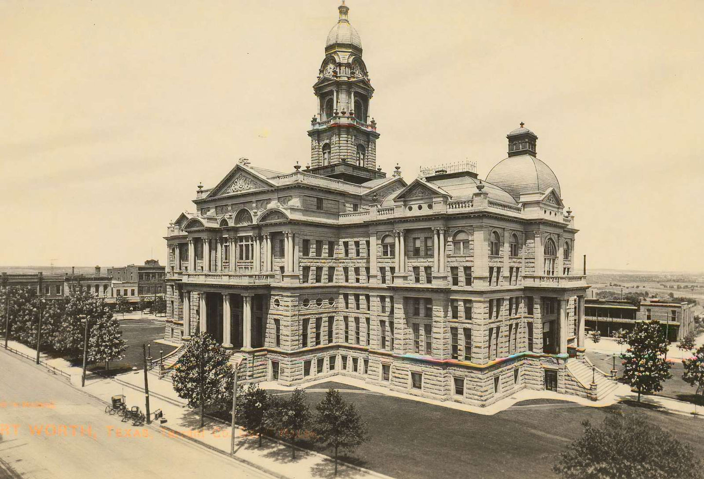 Tarrant County Court House Fort Worth 1907 Vintage Print (7 Sizes) - Retouched
