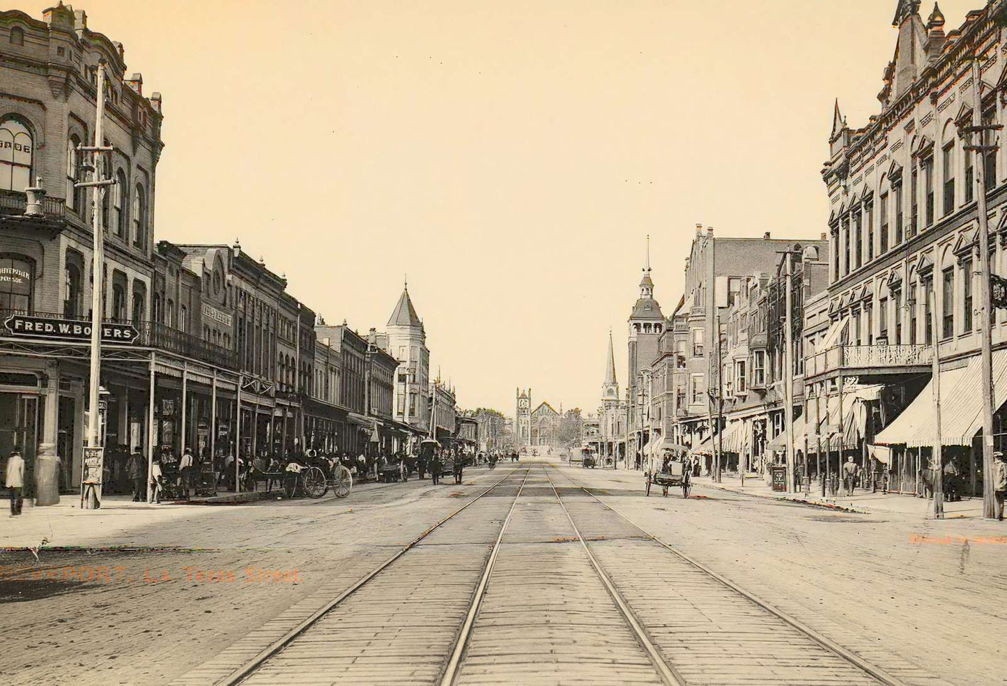 Texas Street Shreveport LA in 1906 Vintage Print (7 Sizes) - Enhanced