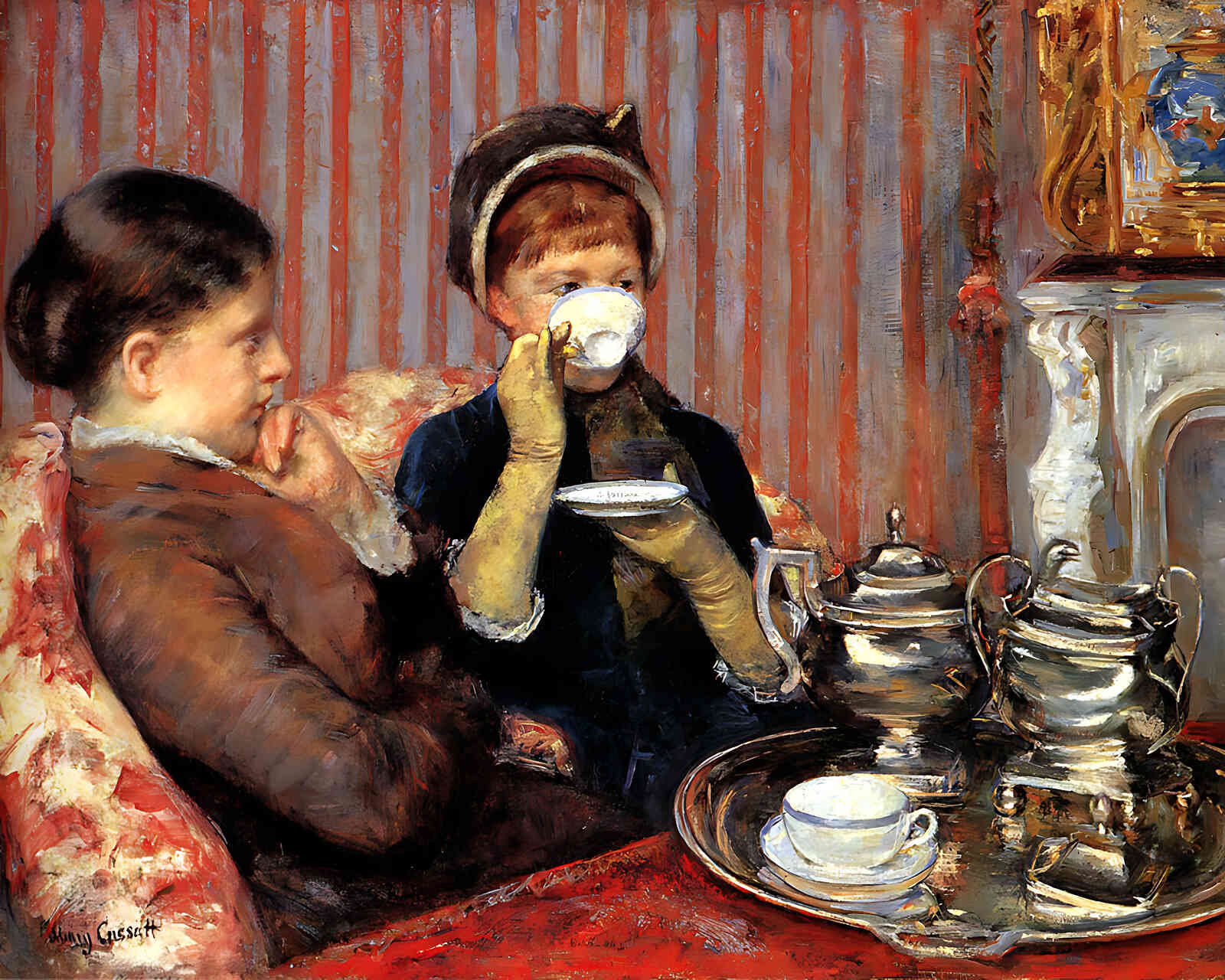 The Tea Painting by Mary Cassatt 8x10" Art Print (Premium Print)