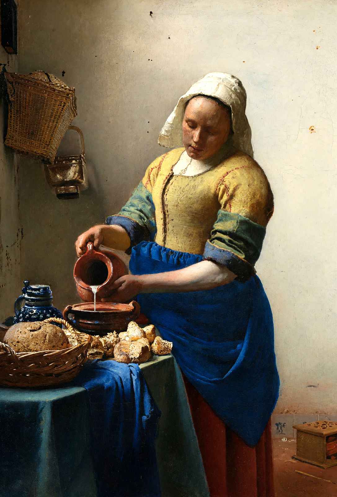 The Milkmaid 1660 Painting by Johannes Vermeer Art Print (6 Sizes) - Enhanced