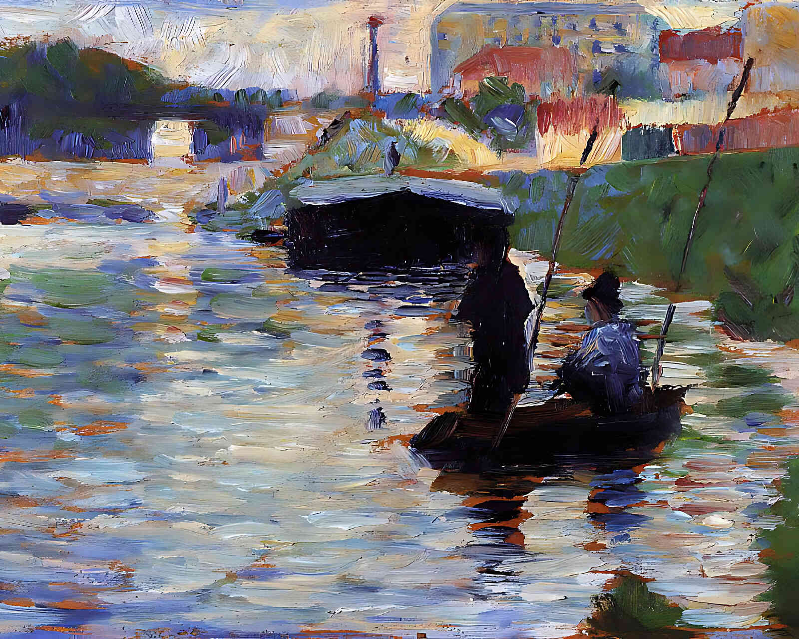 The Bridge - View of the Seine Painting by Georges Seurat 8x10" Art Print