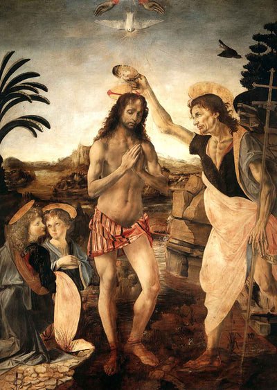 The Baptism of Christ Art Print 1475 Painting by Leonardo da Vinci (6 Sizes)