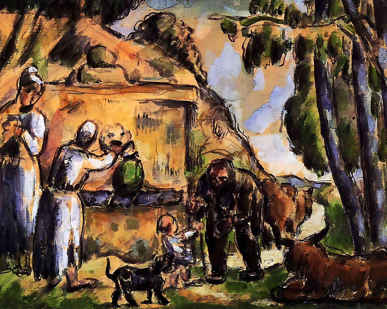 The Fountain Painting by Paul Cezanne 8x10" Art Print - Restored