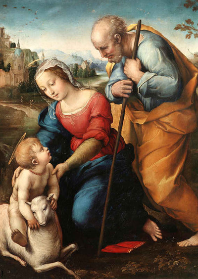 The Holy Family with a Lamb Fine Art Print 1507 Painting by Raphael (6 Sizes)